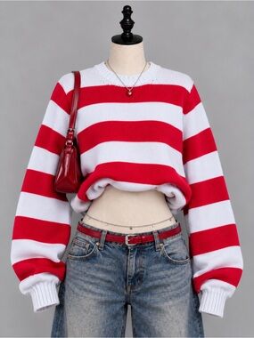 SOHO & STELLA Striped Chunky Knit Crewneck Sweater